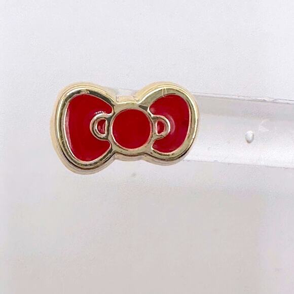 Hello Kitty Sanrio Jewelry Set Red Bow Stud Earrings Green Charm Bracelet Pink - Picture 14 of 15